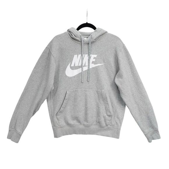 Nike Other - Nike Hoodie Mens Small Heather Gray Club Sportswear Graphic Logo Sweatshirt